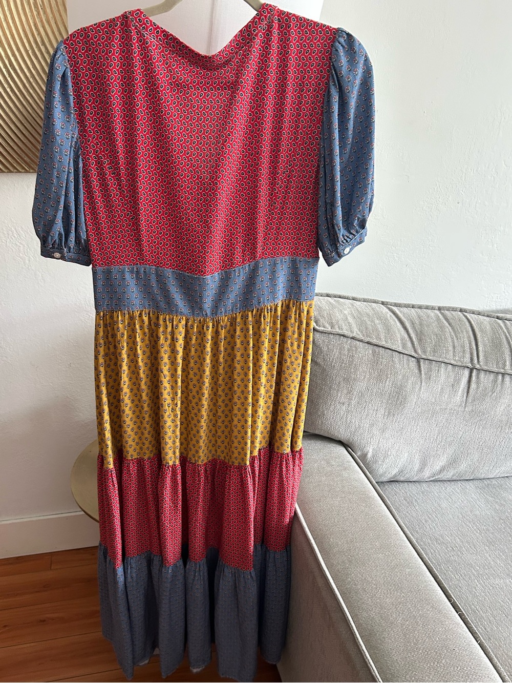 Brooks Brothers Tiered Patchwork Maxi Dress Boho Country Chic L Cottagecore - Picture 4 of 15